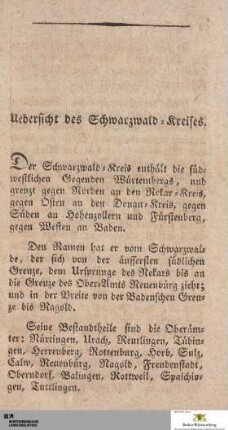 Uebersicht des Schwarzwald-Kreises