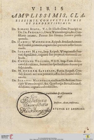 Viris amplissimis, clarissimis, consultissimis et prudentissimis