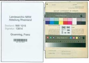 Entnazifizierung Franz Gruenning , geb. 27.01.1890 (Polizeimeister)