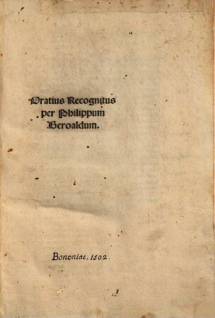 Horatius Recognitus