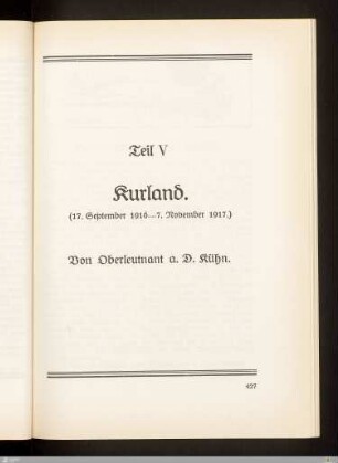 Teil V: Kurland