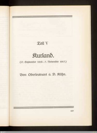 Teil V: Kurland