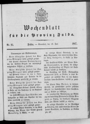 Nr. 25, Ausgabe vom 19. Juni 1847
