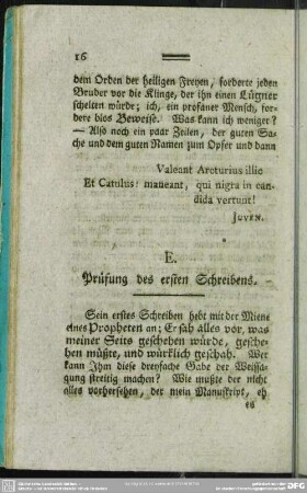 E. Prüfung des ersten Schreibens