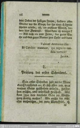 E. Prüfung des ersten Schreibens