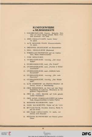 Kunstgewerbe und Silbergeräte (Nr. 1-97