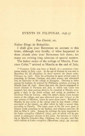 Events in Filipinas, 1636-37