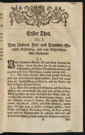 1-10, Tit. I. Von Unseres Hof- und Cammer-Gerichts-Bestellung, und vom Richterlichen Amt überhaupt.