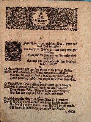 Das von wegen der Sünde der Stadt Franckfurt am Mayn erregte, und in der That durch das Feuer an derselben den 26. und 27. Junii dieses jetzt lauffenden 1719. Jahres ausgeübte Straff-Gericht Gottes