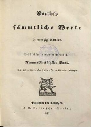 Goethe's sämmtliche Werke : in vierzig Bänden, 39 : Geschichte der Farbenlehre