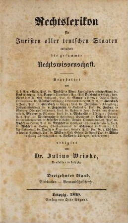 Rechtslexikon für Juristen aller teutschen Staaten enthaltend die gesammte Rechtswissenschaft, 13. Vindication - Vormundschaftsrecht