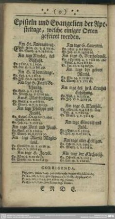 Episteln und Evangelien der Aposteltage, welche einiger Orten gefeiret werden