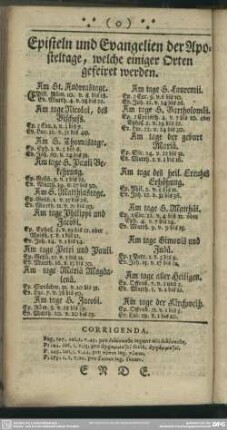 Episteln und Evangelien der Aposteltage, welche einiger Orten gefeiret werden