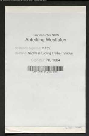 1 Brief von Ludwig Vincke an seinen Bruder Georg Vincke