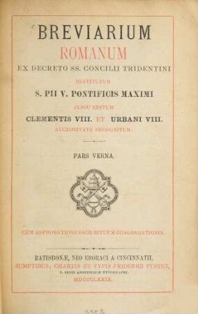 Breviarium romanum ex decreto SS. Concilii Tridentini. 2
