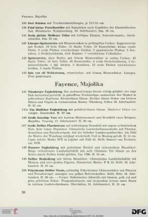 Fayence, Majolika (Nr. 545-581)