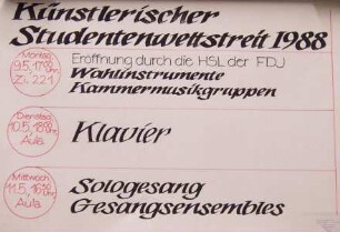 "Künstlerischer Studentenwettstreit 1988", vom 09. bis 11.05.,