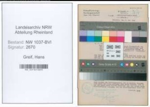 Entnazifizierung Hans Greif , geb. 12.10.1899 (Ingenieur)