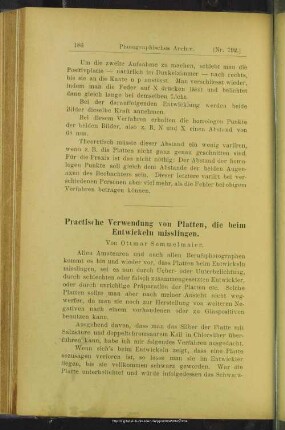 Practische Verwendung von Platten, die beim Entwickeln misslingen