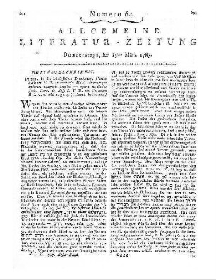 Anton, C. G.: Rationem prophetias messianas interpretandi certissimam nostraeque aetati accommodatissimam exponit C. G. Anton. Dessau, Leipzig: Buchhandlung der Gelehrten 1786