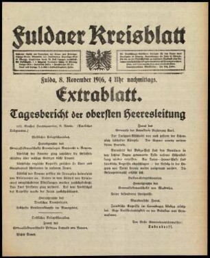 Ausgabe vom Mittwoch, den 08. November 1916.