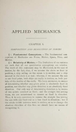 Chapter I. Composition an resolution of forces.