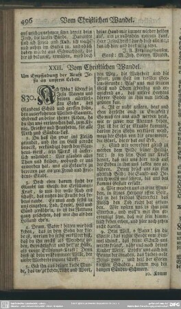 XXII. Vom Christlichen Wandel
