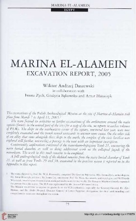 17: Marina el-Alamein : excavation report, 2005