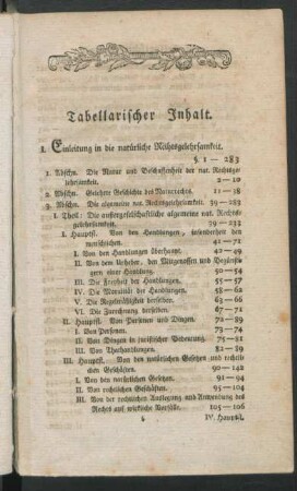 Tabellarischer Inhalt