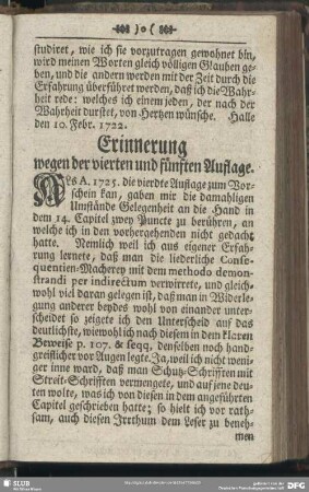 Erinnerung wegen der vierten und fünften Auflage
