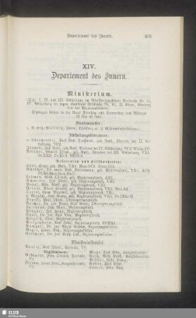 XIV. Departement des Innern