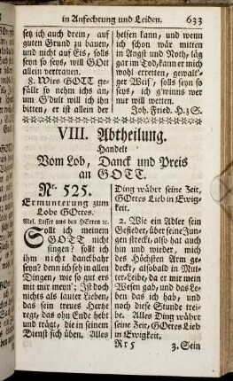 VIII. Abtheilung. Handelt Vom Lob, Danck und Preis an Gott.