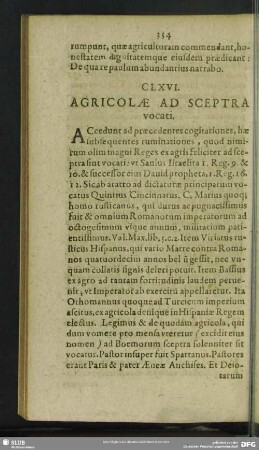 CLXVI. Agricolae Ad Sceptra vocati