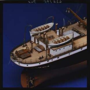Vollmodell des deutschen Dampfschiffes "Tijuca", 1899, Maßstab 1:50, Detailansicht (Sonderausstellung "Aufgetaucht", 1996)