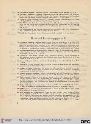 Möbel und Einrichtungsgegenstände (Nr. 99-132)