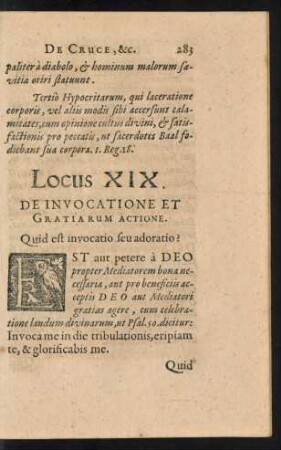 Locus XIX. De Invocatione Et Gratiarum Actione.