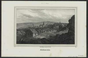 Ansicht von Falkenstein, Lithographie, 1841 : Falkenstein / Nach der Natur gez. u. lith. von C. W. Arldt. - [Dresden] : [Pietzsch] , [1841]. - 1 Kunstblatt : Lithogr. ; 19 x 11 cm +++ Auch enth. in Saxonia Bd. 5, [N°] 8, B.I