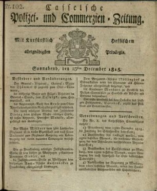 Nr. 102, Sonnabend, den 23sten December 1815