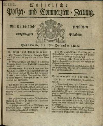 Nr. 102, Sonnabend, den 23sten December 1815
