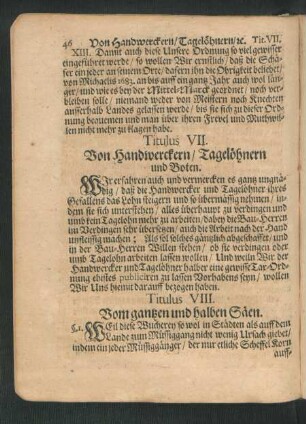 Titulus VII. Von Handwerckern/ Tagelöhnern und Boten.