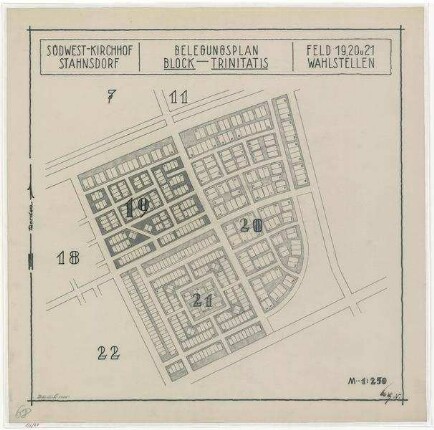 Belegungspläne Trinitatis (Original) Südwestkirchhof Stahnsdorf - Feld 19,20,21 Wahlstellen