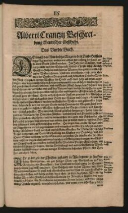 Alberti Crantzii Beschreibung Wendischer Geschicht. Das Vierdte Buch.