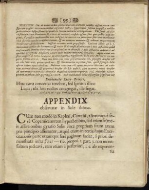 Appendix observatæ in Sole [...]