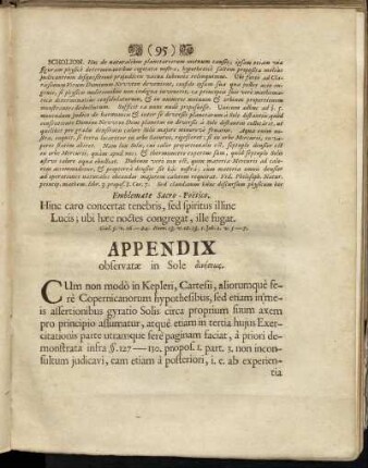 Appendix observatæ in Sole [...]