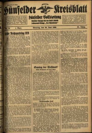 Erste Ausgabe vom Dienstag, den 30. Juni 1936.
