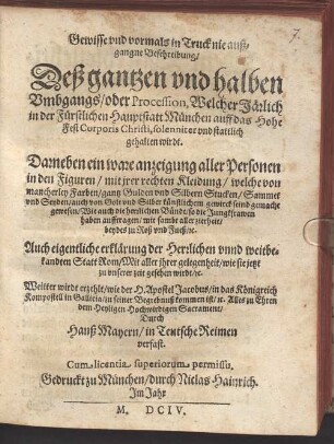 Gewisse Beschreibung ... deß Umbgangs in München