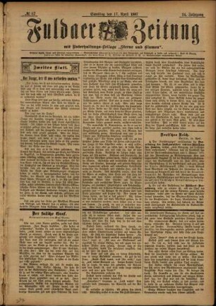 Zweite Ausgabe vom Samstag, den 17. April 1897.