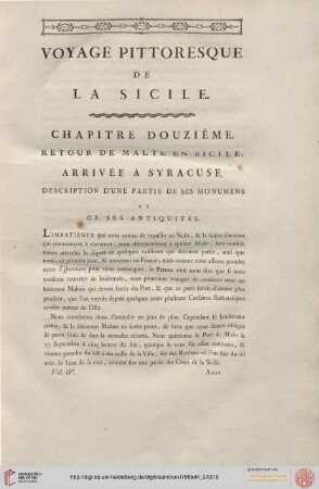 XII: Retour de Malte en Sicile, arrivé à Syracuse