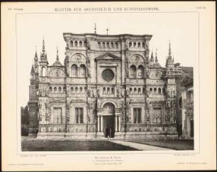 Kloster Certosa di Pavia: Ansicht von Westen (aus: Blätter für Architektur und Kunsthandwerk, 12. Jg., 1899, Tafel 42)