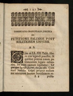 3-16, Dissertatio Inavgvralis Jvridica De Petitione Falcidiae Post Solutionem Universi.